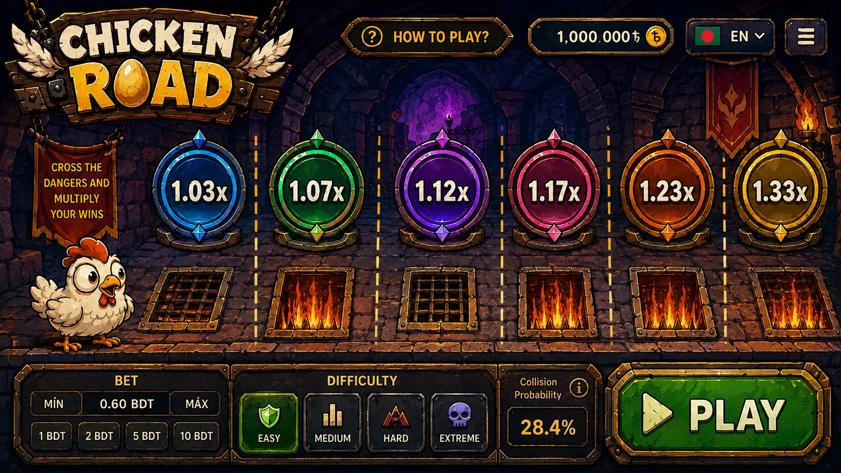 Chicken Road gameplay interface with cashout screen